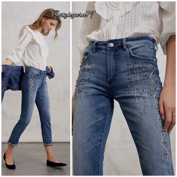 Anthropologie Denim - NWT, Anthropologie, Embellished High-Rise Slim Boyfriend Jeans